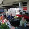 Erik Gehrke, Theresa Udelle, and Dave Cerer take time out from hanging with NASCAR drivers to get lunch at the Oracle/CDW Party Tent