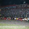 The Rockford crowd waves to the ASCS drivers during the warm up lap
